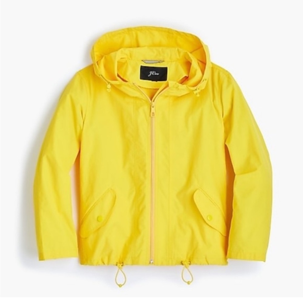 Classic rubber ducky yellow crop rain jacket